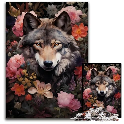 1000teiliges Puzzle Wolfsblumen Holzpuzzle Denksportaufgabe Teenager Heimdekoration 1000 Teile (75 x 50 cm) von mowenbingpeng