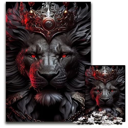 1000teiliges Puzzle für Erwachsene „Wütender König der Löwen rote Augen“ Holzpuzzle für Erwachsene Heimdekoration Denksportspiel für Teenager Familieninteraktion 1000 PCS (75 x 50 cm) von mowenbingpeng