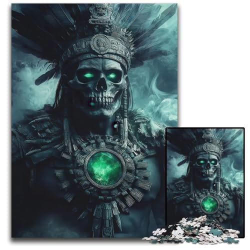 1000teiliges Puzzle für Erwachsene Alter aztekischer Krieger Puzzle für Erwachsene perfekt als Halloween Weihnachts und Geburtstagsgeschenk 1000 Teile (75 x 50 cm) von mowenbingpeng