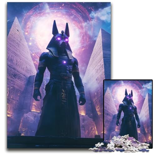 1000teiliges Puzzle für Erwachsene Anubis ägyptischer Gott Puzzles für Erwachsene perfekt für Halloween Weihnachten Geburtstagsgeschenk 1000 Teile (38 x 26 cm) von mowenbingpeng