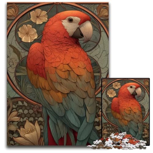 1000teiliges Puzzle für Erwachsene ArtDecoPapagei Puzzles für Erwachsene perfekt als Halloween Weihnachts und Geburtstagsgeschenk 1000 Teile (75 x 50 cm) von mowenbingpeng