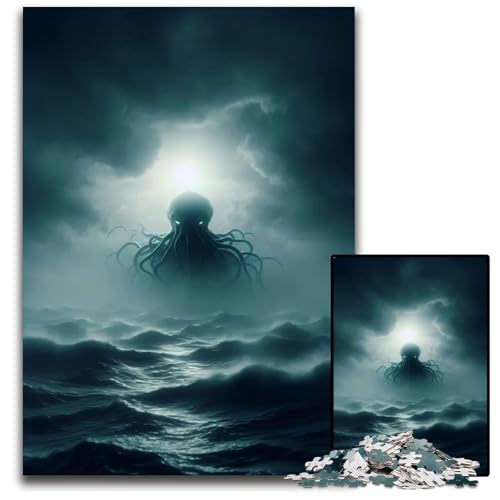 1000teiliges Puzzle für Erwachsene Cthulhu Rising Puzzles für Erwachsene Weihnachten Halloween Ostern Neujahr 1000 Teile (75 x 50 cm) von mowenbingpeng