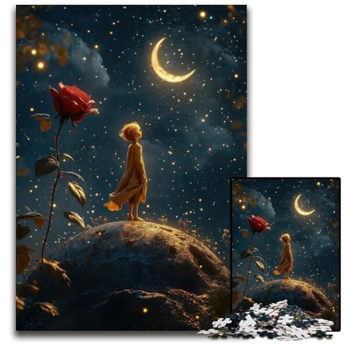 1000teiliges Puzzle für Erwachsene Der kleine Prinz unter den Sternen Papierpuzzle perfekt als Halloween Weihnachts und Geburtstagsgeschenk 1000 Teile (38 x 26 cm) von mowenbingpeng