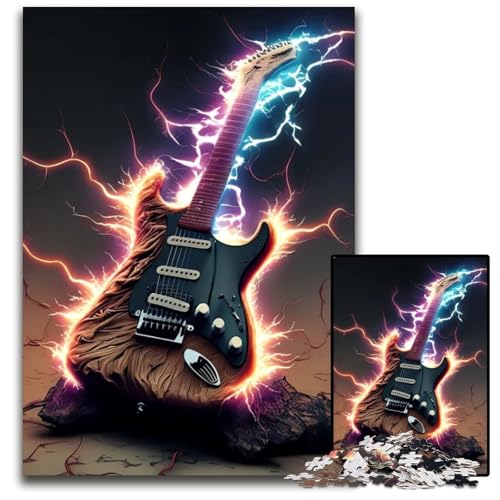 1000teiliges Puzzle für Erwachsene EGitarre Puzzles für Erwachsene perfekt für Halloween Weihnachten Geburtstagsgeschenk 1000 Teile (38 x 26 cm) von mowenbingpeng