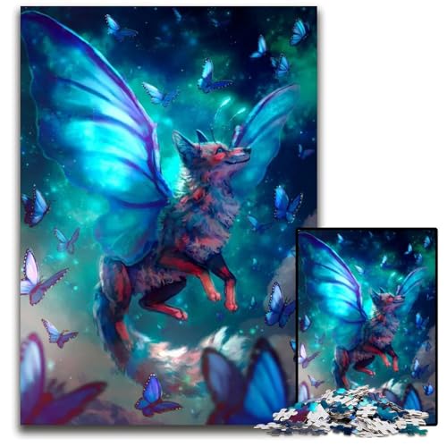1000teiliges Puzzle für Erwachsene FantasyFuchs mit Schmetterlingsflügeln Puzzles für Erwachsene perfekt als Halloween Weihnachts und Geburtstagsgeschenk 1000 Teile (38 x 26 cm) von mowenbingpeng