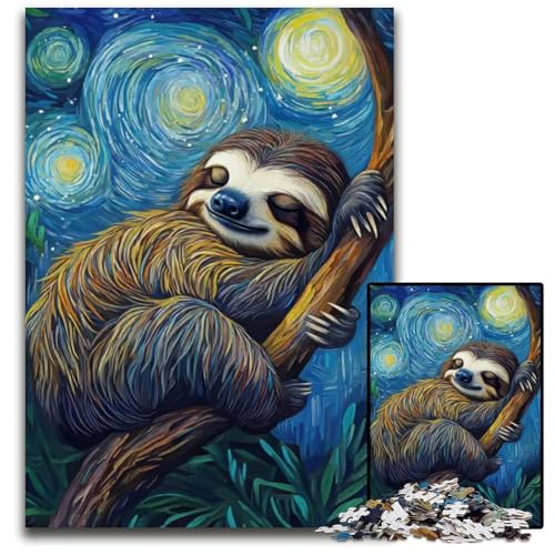 1000teiliges Puzzle für Erwachsene Faultier in der Sternennacht Puzzles für Erwachsene perfekt als Halloween Weihnachts und Geburtstagsgeschenk 1000 Teile (75 x 50 cm) von mowenbingpeng