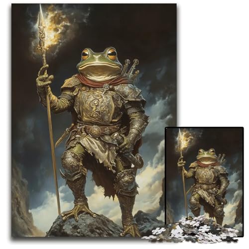 1000teiliges Puzzle für Erwachsene Froschritter mit flammendem Speer Puzzle für Erwachsene Weihnachten Halloween Ostern Neujahr 1000 Teile (38 x 26 cm) von mowenbingpeng