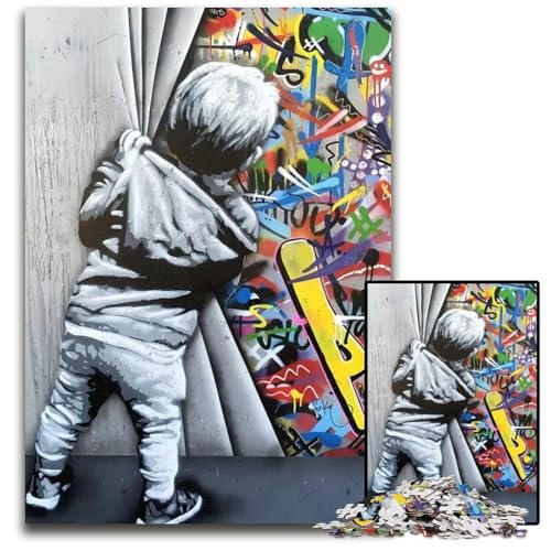 1000teiliges Puzzle für Erwachsene GraffitiPuzzle im BanksyStil für Kinder perfekt als Halloween Weihnachts und Geburtstagsgeschenk 1000 Teile (38 x 26 cm) von mowenbingpeng