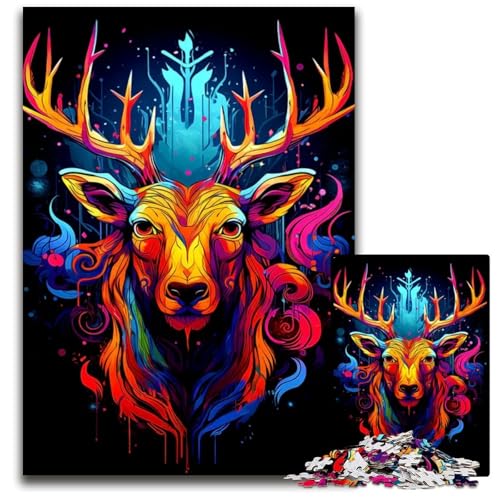 1000teiliges Puzzle für Erwachsene HirschPuzzles für Erwachsene perfekt als Halloween Weihnachts und Geburtstagsgeschenk 1000 Teile (75 x 50 cm) von mowenbingpeng