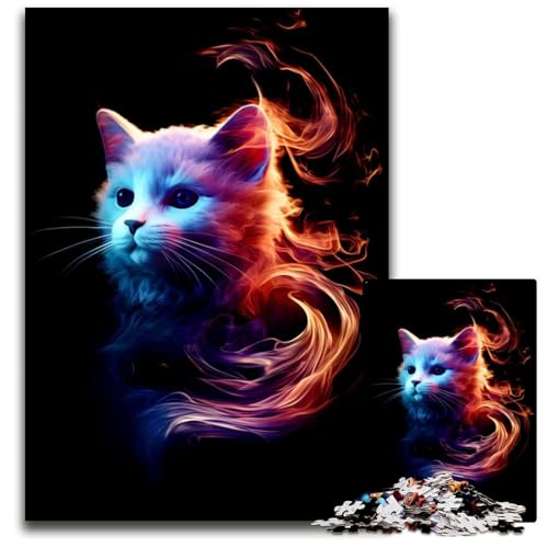 1000teiliges Puzzle für Erwachsene KatzenHolzpuzzle perfekt für Halloween Weihnachten Geburtstagsgeschenk 1000 PCS (38 x 26 cm) von mowenbingpeng