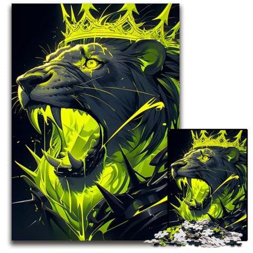1000teiliges Puzzle für Erwachsene König der Löwen Digitale Kunst Holzpuzzle perfekt als Halloween Weihnachts und Geburtstagsgeschenk 1000 Teile (75 x 50 cm) von mowenbingpeng