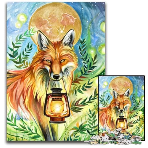 1000teiliges Puzzle für Erwachsene LaternenfuchsPuzzle für Erwachsene Weihnachten Halloween Ostern Neujahr 1000 PCS (75 x 50 cm) von mowenbingpeng