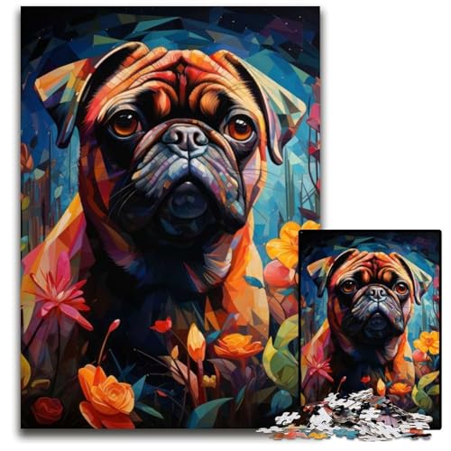 1000teiliges Puzzle für Erwachsene Mops im Garten Eden Puzzles für Erwachsene perfekt als Halloween Weihnachts und Geburtstagsgeschenk 1000 Teile (75 x 50 cm) von mowenbingpeng