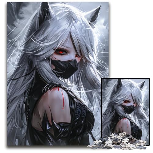 1000teiliges Puzzle für Erwachsene Mystic Wolf Guardian Holzpuzzle perfekt für Halloween Weihnachten Geburtstagsgeschenk 1000 Teile (75 x 50 cm) von mowenbingpeng