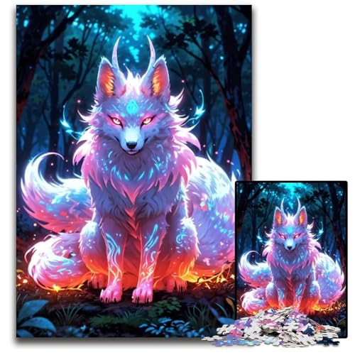 1000teiliges Puzzle für Erwachsene Mystischer Fuchs im Wald Holzpuzzle perfekt für Halloween Weihnachten Geburtstagsgeschenk 1000 PCS (75 x 50 cm) von mowenbingpeng