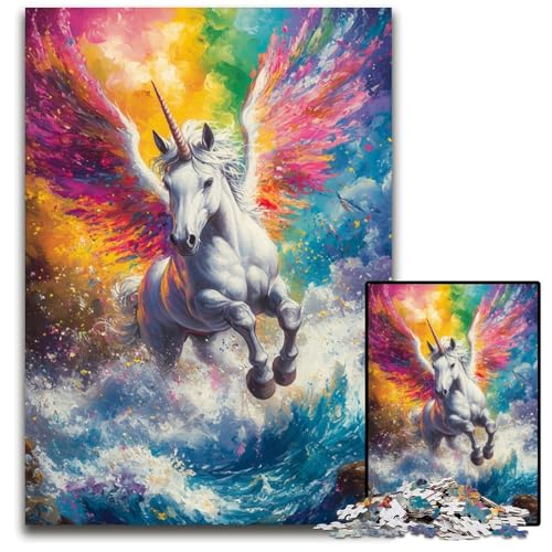 1000teiliges Puzzle für Erwachsene RegenbogenEinhornPuzzles für Erwachsene perfekt als Halloween Weihnachts und Geburtstagsgeschenk 1000 Teile (38 x 26 cm) von mowenbingpeng