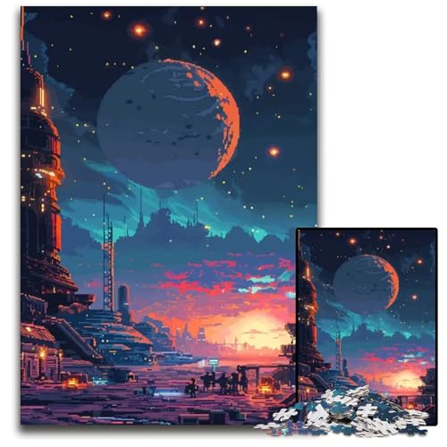 1000teiliges Puzzle für Erwachsene SciFiPlanetPixelArt Holzpuzzle perfekt als HalloweenWeihnachts und Geburtstagsgeschenk 1000 Teile (75 x 50 cm) von mowenbingpeng