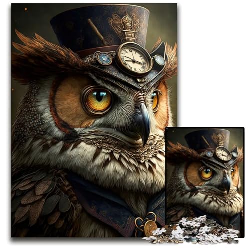 1000teiliges Puzzle für Erwachsene SteampunkEule Holzpuzzle für Erwachsene Heimdekoration Denksportspiel für Teenager Familieninteraktion 1000 PCS (75 x 50 cm) von mowenbingpeng
