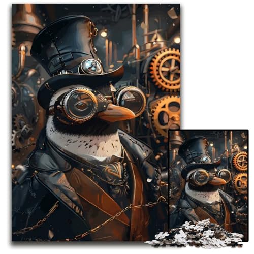 1000teiliges Puzzle für Erwachsene SteampunkTierpinguin Holzpuzzle perfekt für Halloween Weihnachten Geburtstagsgeschenk 1000 Teile (75 x 50 cm) von mowenbingpeng