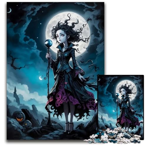 1000teiliges Puzzle für Erwachsene Tenebrous Wizard Puzzles für Erwachsene perfekt als Halloween Weihnachts und Geburtstagsgeschenk 1000 Teile (38 x 26 cm) von mowenbingpeng