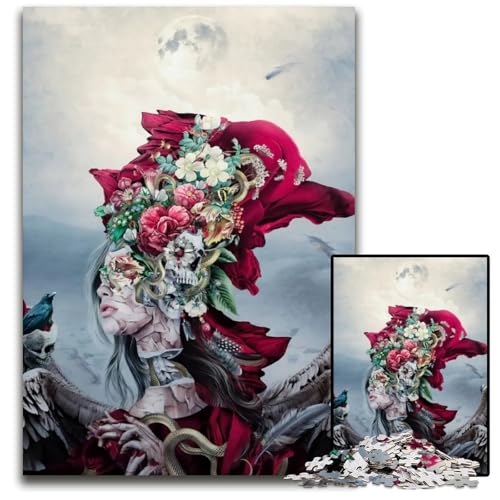 1000teiliges Puzzle für Erwachsene TotenkopfKönigin Papierpuzzle perfekt für Halloween Weihnachten Geburtstagsgeschenk 1000 Teile (38 x 26 cm) von mowenbingpeng