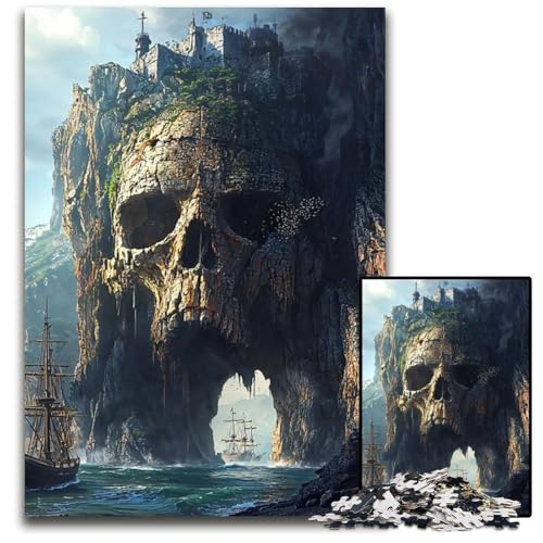 1000teiliges Puzzle für Erwachsene TotenkopfinselFestung Puzzles für Erwachsene perfekt als Halloween Weihnachts und Geburtstagsgeschenk 1000 Teile (75 x 50 cm) von mowenbingpeng