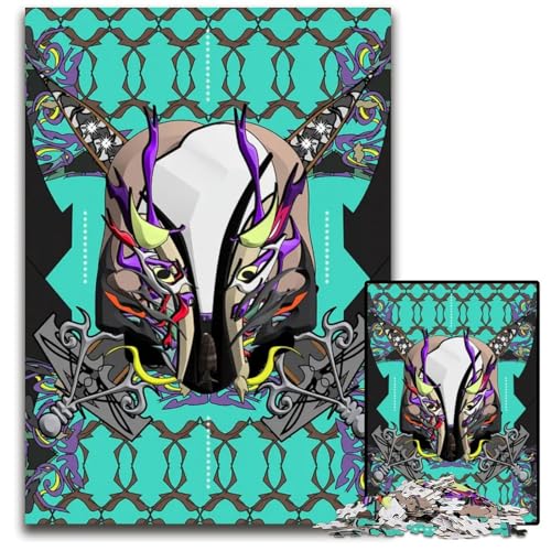 1000teiliges Puzzle für Erwachsene abstrakte Maske mit kunstvollem Design 14b Holzpuzzle perfekt als Halloween Weihnachts und Geburtstagsgeschenk 1000 Teile (75 x 50 cm) von mowenbingpeng