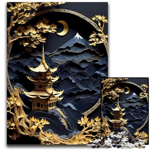 1000teiliges Puzzle für Erwachsene abstrakte japanische Natur Puzzles für Erwachsene perfekt als Halloween Weihnachts und Geburtstagsgeschenk 1000 Teile (38 x 26 cm) von mowenbingpeng