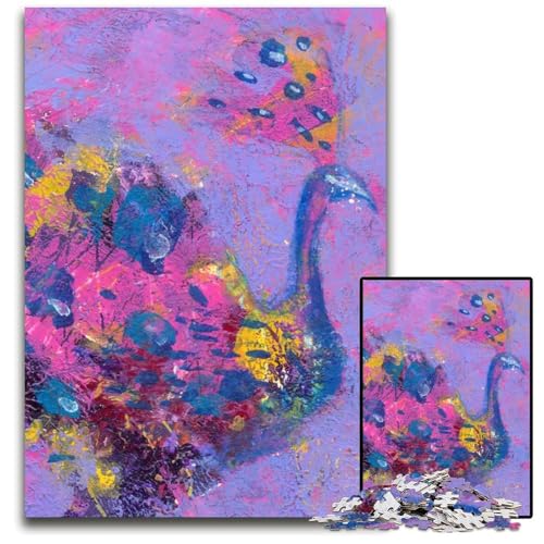 1000teiliges Puzzle für Erwachsene abstraktes Pfauengemälde 14 Puzzles für Erwachsene perfekt als Halloween Weihnachts und Geburtstagsgeschenk 1000 Teile (75 x 50 cm) von mowenbingpeng