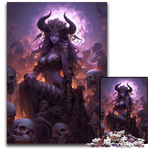 1000teiliges Puzzle für Erwachsene dämonischer Nekromant Holzpuzzle perfekt für Halloween Weihnachten Geburtstagsgeschenk 1000 Teile (75 x 50 cm) von mowenbingpeng