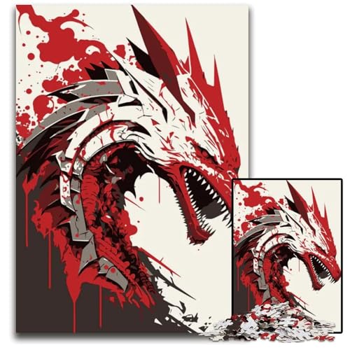 1000teiliges Puzzle für Erwachsene japanische DrachenTierkunst Holzpuzzle für Erwachsene Heimdekoration Denksportspiel für Teenager Familieninteraktion 1000 PCS (75 x 50 cm) von mowenbingpeng