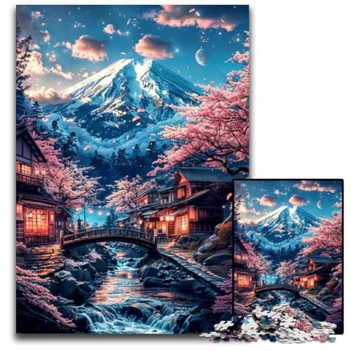 1000teiliges Puzzle für Erwachsene japanischer Blick auf den Fuji Papierpuzzle perfekt als Halloween Weihnachts und Geburtstagsgeschenk 1000 Teile (38 x 26 cm) von mowenbingpeng