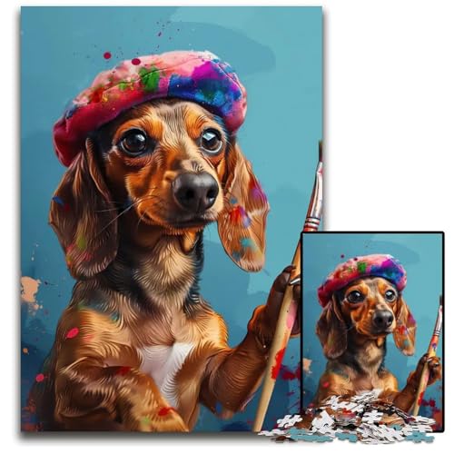 1000teiliges Puzzle für Erwachsene künstlerisches DackelPuzzle für Erwachsene perfekt als Halloween Weihnachts und Geburtstagsgeschenk 1000 Teile (75 x 50 cm) von mowenbingpeng