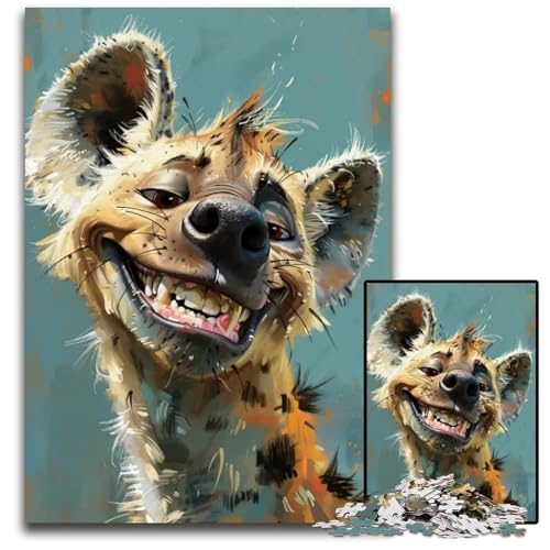 1000teiliges Puzzle für Erwachsene lächelndes Hyänenporträt Puzzles für Erwachsene perfekt als Halloween Weihnachts und Geburtstagsgeschenk 1000 Teile (38 x 26 cm) von mowenbingpeng