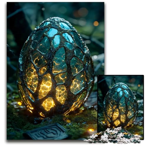 1000teiliges Puzzle für Erwachsene leuchtendes Drachenei im Wald Puzzles für Erwachsene perfekt als Halloween Weihnachts und Geburtstagsgeschenk 1000 Teile (75 x 50 cm) von mowenbingpeng