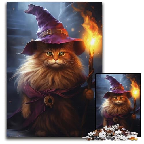 1000teiliges Puzzle für Erwachsene lustige KatzenHexePuzzles für Erwachsene Weihnachten Halloween Ostern Neujahr 1000 PCS (75 x 50 cm) von mowenbingpeng