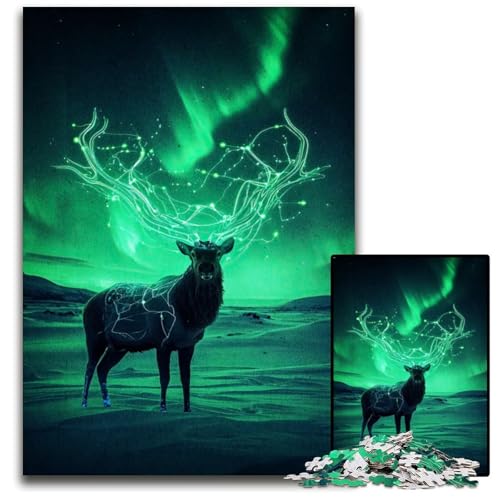 1000teiliges Puzzle für Erwachsene magischer Hirschgeist Puzzle für Erwachsene Weihnachten Halloween Ostern Neujahr 1000 PCS (75 x 50 cm) von mowenbingpeng