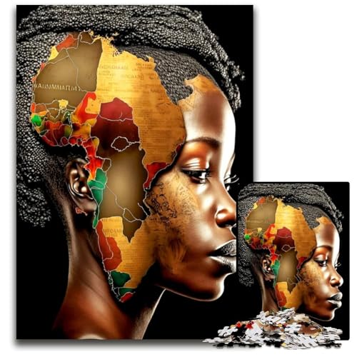 1000teiliges Puzzle für Erwachsene mit afrikanischer Frau Unmögliches Puzzle für Erwachsene Perfekt für Teenager Heimdekoration 1000 Teile (38 x 26 cm) von mowenbingpeng