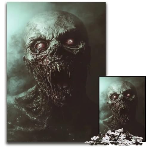 1000teiliges Puzzle für Erwachsene schreckliches ZombieMonster Holzpuzzle perfekt für Halloween Weihnachten Geburtstagsgeschenk 1000 Teile (75 x 50 cm) von mowenbingpeng