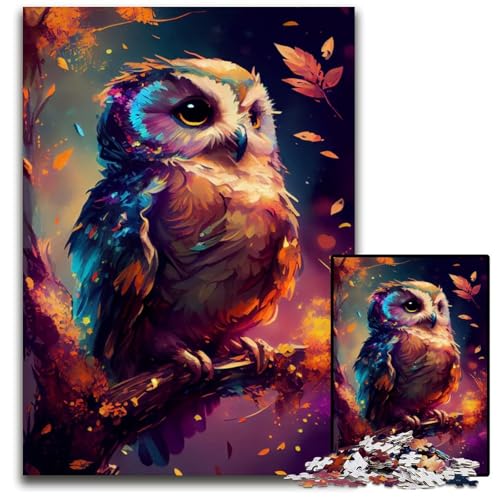 1000teiliges Puzzle für Erwachsene süße Eule Holzpuzzle perfekt für Halloween Weihnachten Geburtstagsgeschenk 1000 Teile (75 x 50 cm) von mowenbingpeng