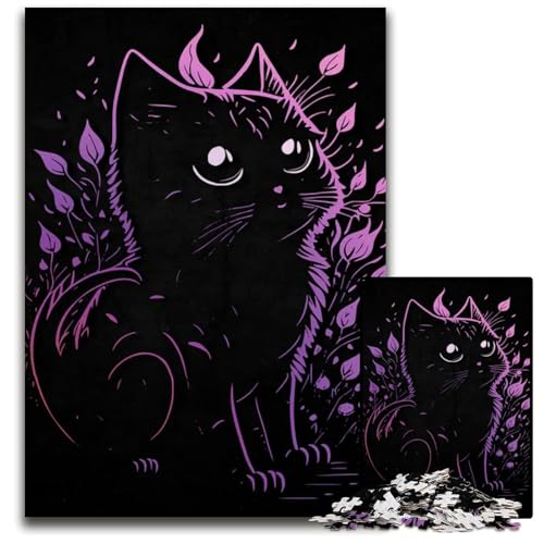 1000teiliges Puzzle mit Blumen und Katzen unmögliches Puzzle für Erwachsene pädagogisches Denkspiel künstlerische HeimbüroDekoration ab 14 Jahren 1000 Teile (75 x 50 cm) von mowenbingpeng