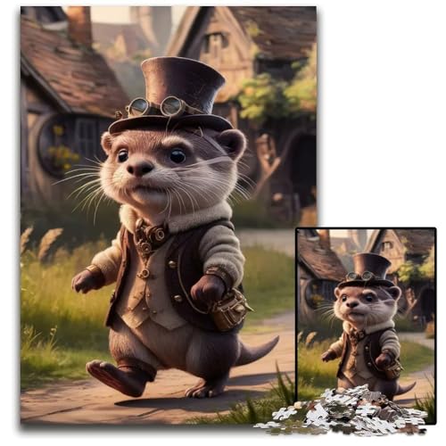 1000teiliges Puzzle niedlicher ChibiSteampunkOtter Holzpuzzle perfekt für Familienspaß Partyspiele Geburtstagspartygeschenke 1000 Teile (75 x 50 cm) von mowenbingpeng