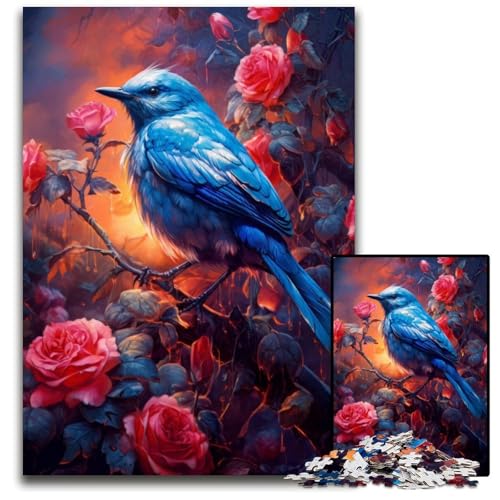 1000teiliges Puzzle süßer Kleiner Blauer Vogel unmögliches Puzzle für Erwachsene Familienspielabend Spaß DIY dekoratives Kunstwerk 1000 Teile (38 x 26 cm) von mowenbingpeng