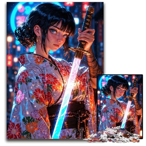 1000teiliges PuzzleGeschenk CyberSamuraiMädchen HolzPuzzle Denksportaufgabe Teenager Heimdekoration 1000 Teile (75 x 50 cm) von mowenbingpeng