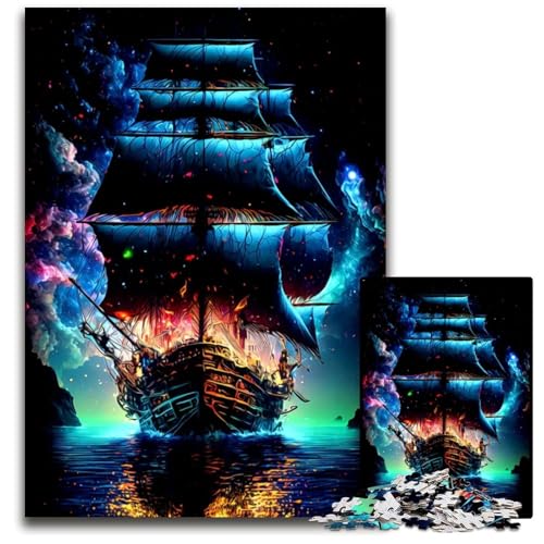 1000teiliges PuzzleGeschenk Schiff auf dem Ozean HolzPuzzle Denksportaufgabe Teenager Heimdekoration 1000 Teile (75 x 50 cm) von mowenbingpeng