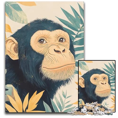 1000teiliges PuzzleGeschenk Schimpansenporträt Puzzles für Erwachsene Denksportspiel für Teenager 1000 Teile (75 x 50 cm) von mowenbingpeng