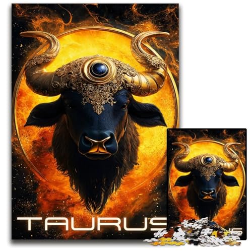 1000teiliges PuzzleGeschenk Sternzeichen Stier Stolz Holzpuzzle ideal für Liebhaber perfektes Weihnachts Neujahrs und Valentinstagsgeschenk 1000 Teile (75 x 50 cm) von mowenbingpeng