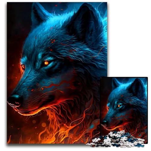 1000teiliges PuzzleGeschenk Wolf Holzpuzzle ideal für Liebhaber perfektes Weihnachts Neujahrs und Valentinstagsgeschenk 1000 Teile (38 x 26 cm) von mowenbingpeng