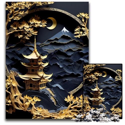 Abstrakte japanische Naturpuzzles für 1000 Teile Puzzles für Erwachsene Gehirnforderndes DIYDekorationsspiel interaktives Familienspielzeug 1000 Teile (75 x 50 cm) von mowenbingpeng