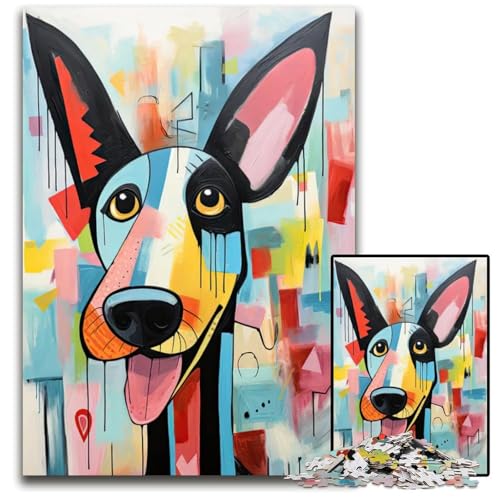 Abstrakter lächelnder Hund 1000teiliges Puzzle anspruchsvolles Denkspiel entspannendes Spielzeug für Teenager 1000 Teile (38 x 26 cm) von mowenbingpeng
